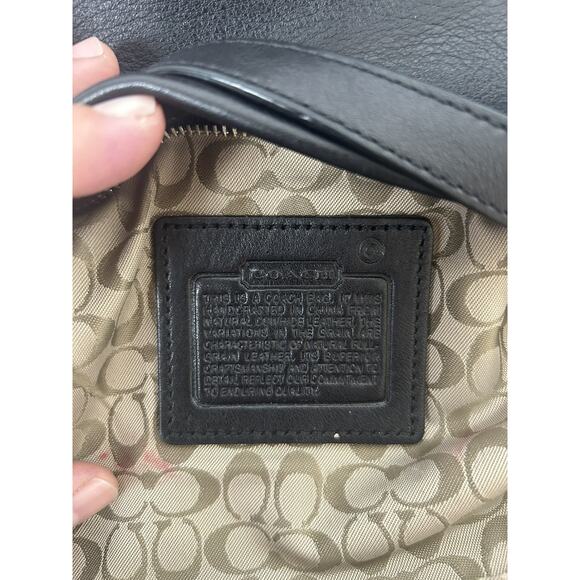 Vintage Y2K COACH East West Legacy Black Leather Shoulder Bag Tan CC Interior - Picture 5 of 15
